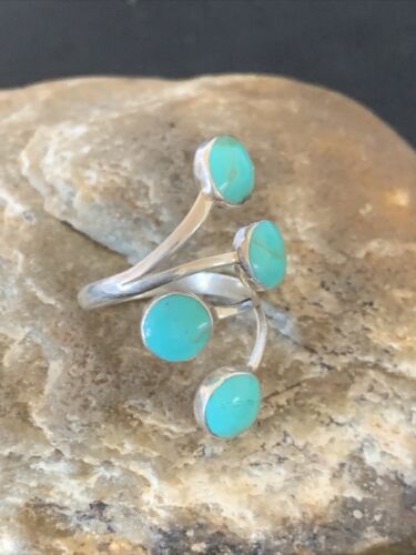 Navajo Blue Kingman Turquoise Multi-Stone Ring | Authentic Native American Sterling Silver | Sz 6 | 12458