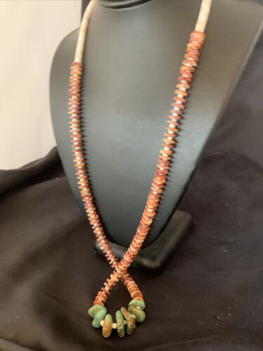 Navajo Turquoise | Purple Spiny Oyster | Pink Shell Necklace | Sterling Silver | Native American Handmade | 30" | 12255