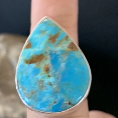 Navajo Blue Kingman Turquoise Ring | Sterling Silver | Sz 8 | Authentic Native American Handmade | 12787