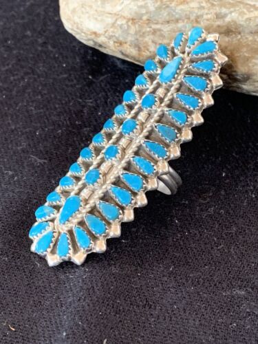 Navajo Blue Turquoise Cluster Ring | Authentic Native American Sterling Silver | Multi-Stone | Sz 7 | 506