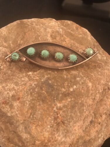 Native American Turquoise Cluster Pin | Navajo Sterling Silver | Old Pawn | Authentic Handmade | 8018