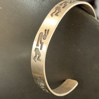 Navajo Kokopelli Stamped Cuff Bracelet | Sterling Silver | Authentic Native American Handmade | 12826