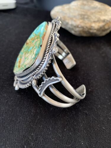 Navajo Royston Turquoise Cuff Bracelet | Sterling Silver | Authentic Native American Handmade | 1164