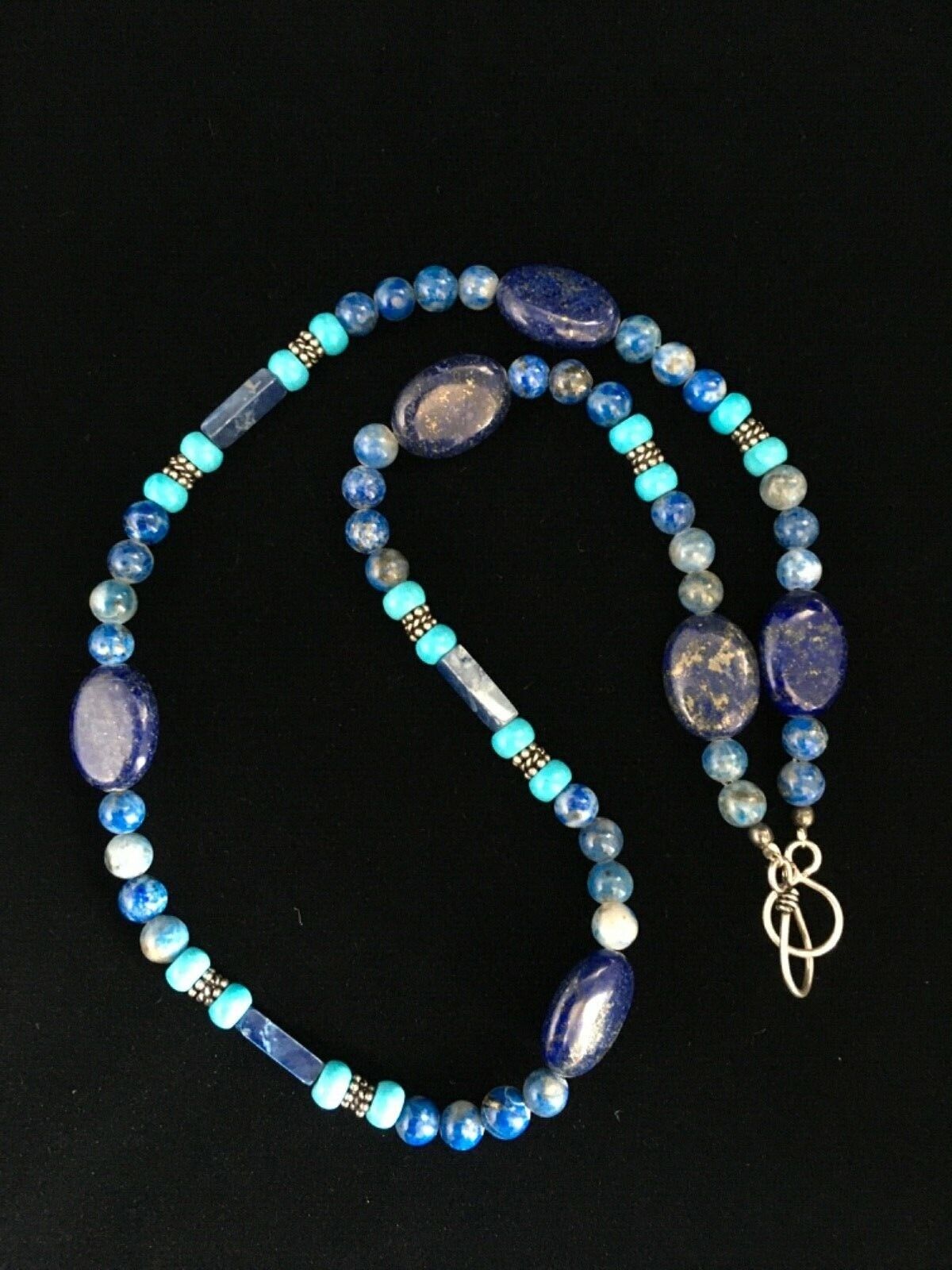 Native American Men's Navajo Lapis Lazuli Turquoise Necklace | Sterling Silver | 18" | 1726