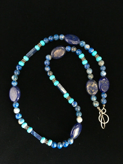 Native American Men's Navajo Lapis Lazuli Turquoise Necklace | Sterling Silver | 18" | 1726