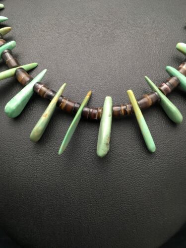 Southwestern Green Turquoise Bone Bead Necklace | Sterling Silver | 20" | 3013 - Masha USA