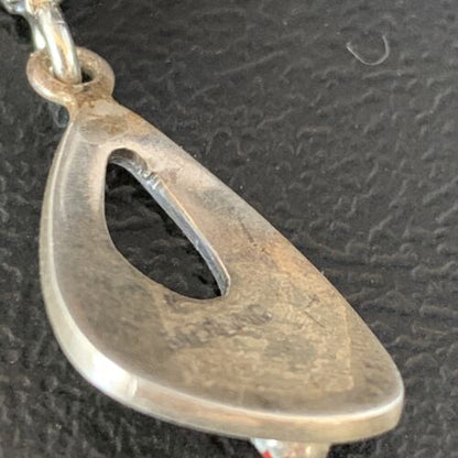 Native American Navajo Red Coral Pendant Necklace | Sterling Silver | 13842