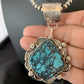 Men's Navajo Blue Spiderweb Turquoise Pendant Necklace | Sterling Silver | Authentic Native American Handmade | 10663