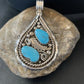 Southwestern Blue Turquoise Cluster Pendant | Authentic Men's Sterling Silver | Multi-Stone | 3" | 2104