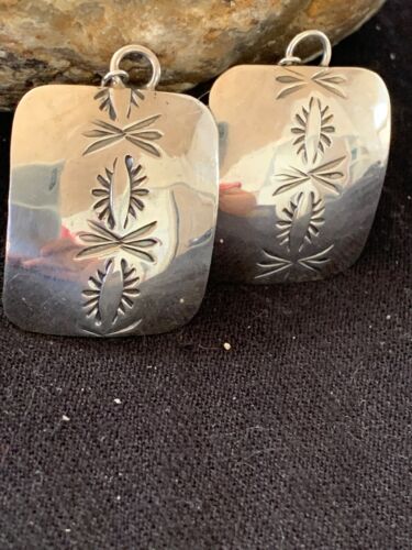 Native American Navajo Sterling Silver Stamped Earrings | Authentic Handmade | 4835