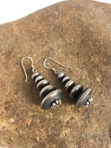 Native American Navajo Pearls Bead Earrings | Sterling Silver | 1.5" | 8861