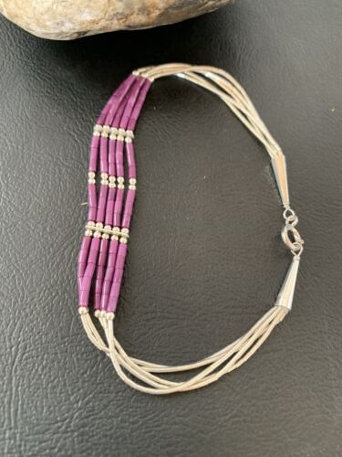 Navajo Purple Sugilite Heishi Bracelet | Sterling Silver | 8" | Authentic Native American Handmade | 2175