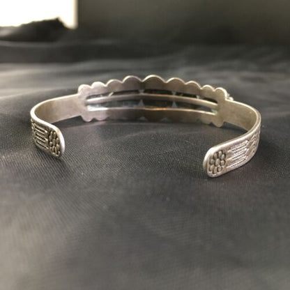 Southwestern Old Pawn Navajo Green Turquoise Bracelet | Sterling Silver | Authentic Native American Handmade | 1994