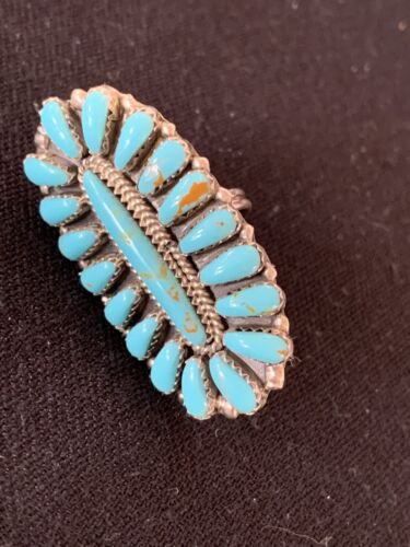 Navajo Blue Cluster Turquoise Needlepoint Ring | Authentic Native American Sterling Silver | Multi-Stone | Sz 6.5 | 614 - Masha USA