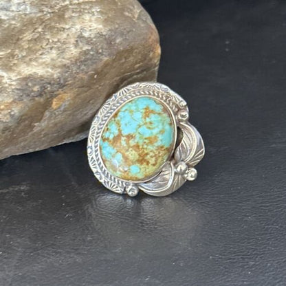 Navajo Blue Turquoise #8 Rings | Sterling Silver | Sz 10 | Authentic Native American Handmade | 14290