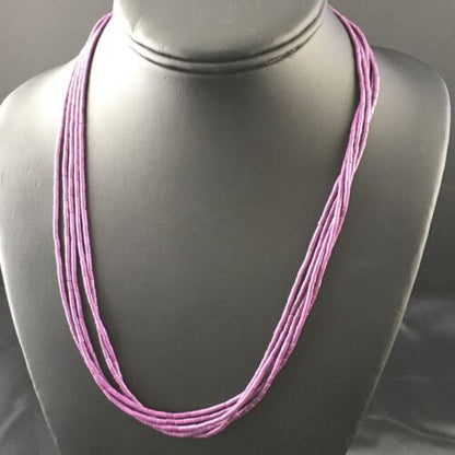 Navajo Sugilite 5-Strand Heishi Necklace | Sterling Silver Tubes | 19" | Authentic Native American Handmade | 10165