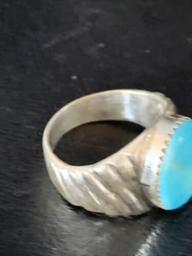 Navajo Blue Kingman Turquoise Ring | Sterling Silver | Sz 9 | Authentic Native American Handmade | 14155