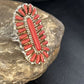 Navajo Red Coral Cluster Ring | Authentic Native American Sterling Silver | Multi-Stone | Sz 7 | 14570