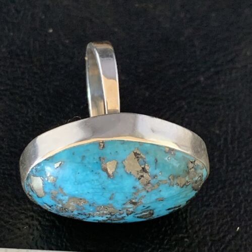 Navajo Blue Turquoise Adjustable Ring | Sterling Silver | Sz 8.5 | Authentic Native American Handmade | 14035