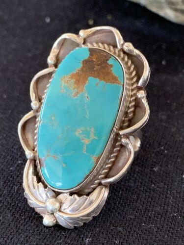 Native American Men's Navajo Blue Royston Turquoise Ring | Sterling Silver | Sz 9 | 00673