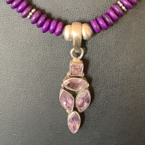 Navajo Amethyst Sugilite Necklace Pendant | Sterling Silver | Multi-Stone | Authentic Native American Handmade | 12375