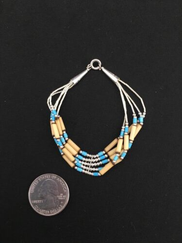 Multi-Color Turquoise Shell Liquid Heishi Bracelet | Sterling Silver | 7" | Authentic Native American Handmade | 13594