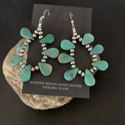 Navajo Green Cluster Turquoise Bead Earrings | Sterling Silver | Authentic Native American Handmade | 13326