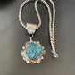 Men's Navajo Blue Spiderweb Turquoise Pendant Necklace | Sterling Silver | Authentic Native American Handmade | 10663