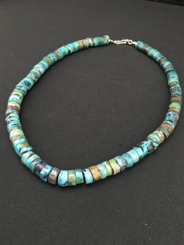 Southwestern Turquoise Heishi Bead Necklace | Sterling Silver | 10mm | 20" | 1152