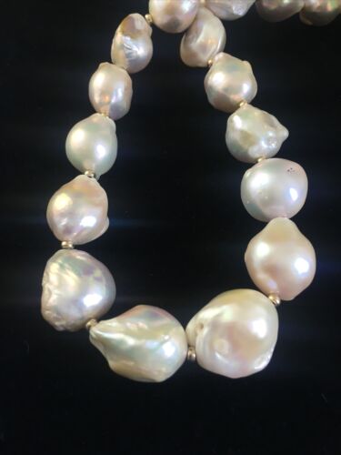 Native American Baroque Pearl Bead Necklace | Sterling Silver | 18" | 10007