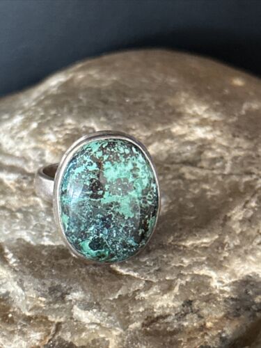 Native American Old Pawn Blue Turquoise Ring | Sterling Silver | Sz 8.5 | 14268