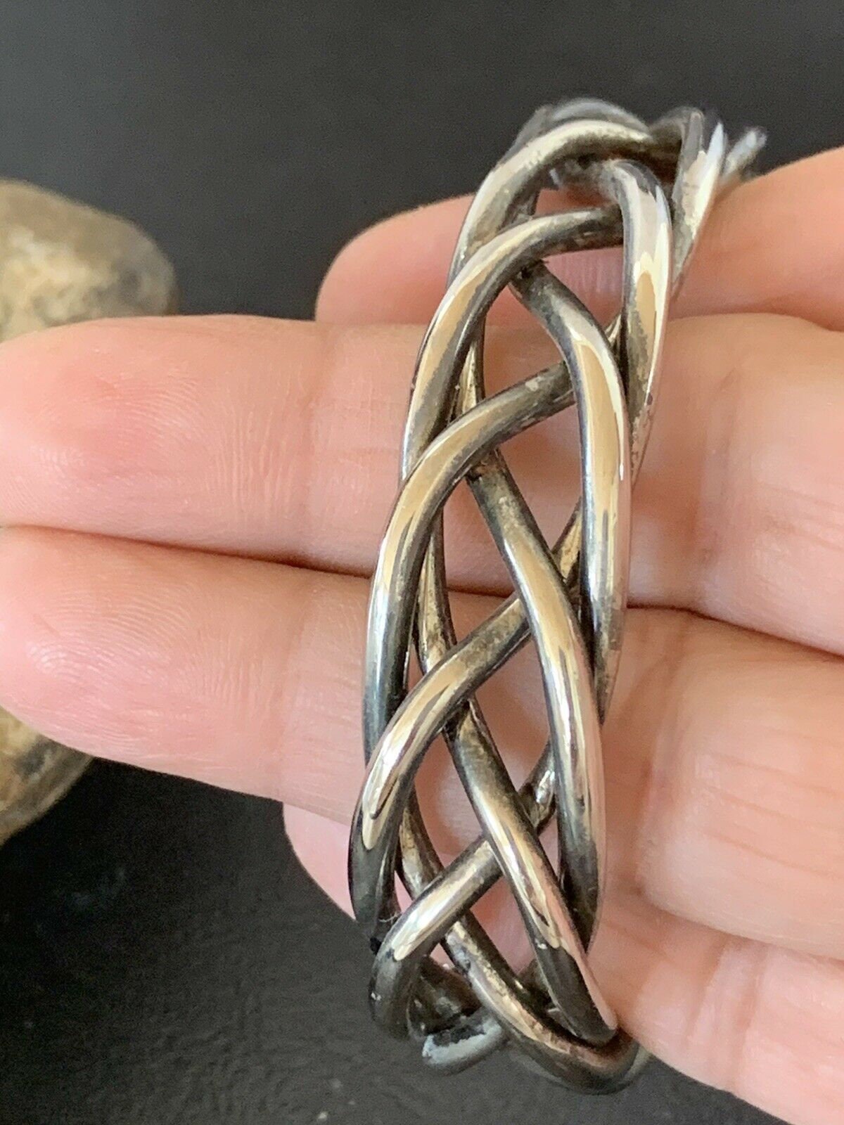 Old Pawn Navajo Wire Braid Bracelet | Sterling Silver | Authentic Native American Handmade | 10415