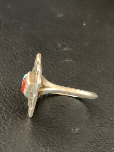 Native American Women's Navajo Blue Turquoise Coral Inlay Ring | Sz 5 | 13131