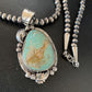 Men's Navajo Blue Dry Creek Turquoise Pendant Necklace | Sterling Silver | 12972