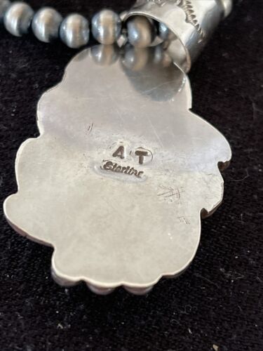 Navajo Blue Larimar Pendant Necklace | Sterling Silver Beads | Authentic Native American Handmade | 01212