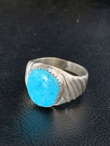 Southwestern Navajo Blue Kingman Turquoise Ring | Sterling Silver | Sz 11 | 14147