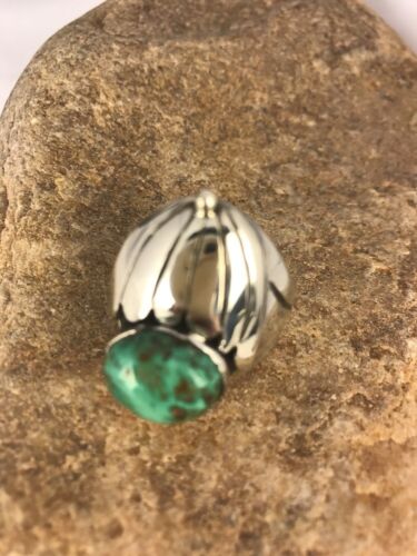 Native American Green Turquoise Ring | Sterling Silver | Sz 11 | 3439
