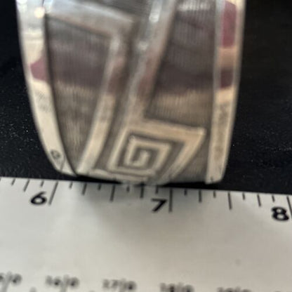 Handmade Sterling Silver Navajo Stamped Cuff Bracelet | Authentic Native American Jewelry | 14590