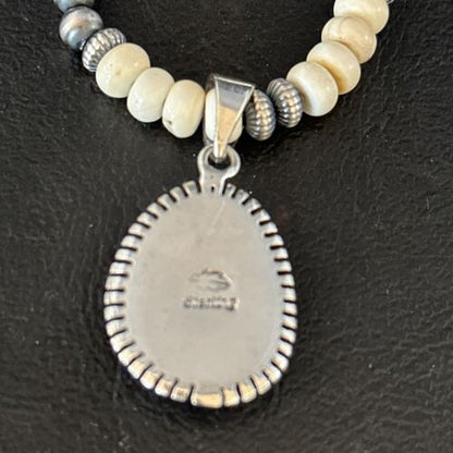 Navajo Wild Horse Turquoise Necklace Pendant | Sterling Silver | Authentic Native American Handmade | 14604
