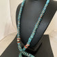 Authentic Native American Navajo Sterling Silver Necklace | Blue Turquoise & Spiny Oyster | 32" | 1672