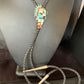 Men's Bolo Tie | Zuni Kachina | Blue Kingman Turquoise & Coral | Sterling Silver | 13672