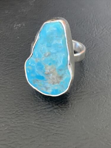 Navajo Blue Kingman Turquoise Ring | Sterling Silver | Sz 7.5 | Authentic Native American Handmade | 11615