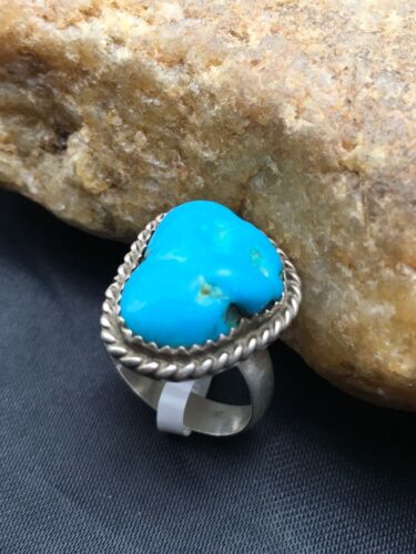 Native American Kingman Turquoise Navajo Ring | Sterling Silver | Sz 6.75 | 3492