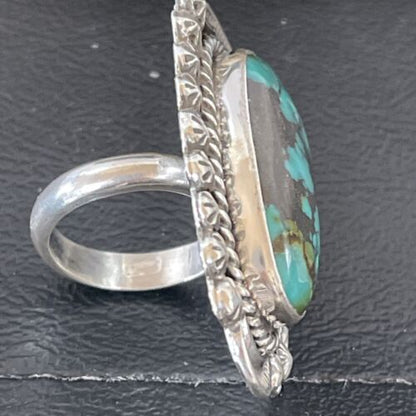 Navajo Blue Spiderweb Turquoise Ring | Sterling Silver | Sz 6.5 | Authentic Native American Handmade | 10511