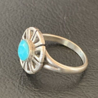 Native American Women's Navajo Blue Turquoise Inlay Ring | Sz 5 | Authentic Handmade | 11172 - Masha USA