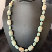 Navajo Blue Turquoise Bead Necklace | Sterling Silver | 20" | Authentic Native American Handmade | 12965