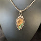 Men's Navajo Green Boulder Turquoise Pendant Necklace | Sterling Silver | Authentic Native American Handmade | 13660