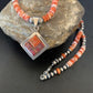 Navajo Pearls Red Spiny Oyster Opal Inlay Pendant Necklace | Sterling Silver | 22" | 12705