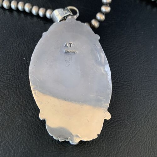 Navajo Bumblebee Jasper Pendant Necklace | Sterling Silver | Authentic Native American Handmade | 14202