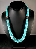 Navajo Blue Turquoise Graduated Necklace | Sterling Silver | Authentic Native American | 21" | 8692